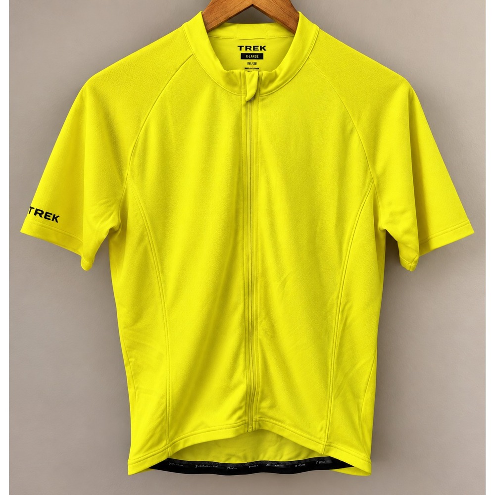 TREK Youth S/S Yellow Full Zip Poly Cycling Biking Racing Jersey Shirt Sz XL